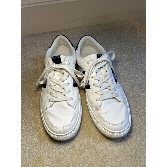 J. Crew Other - J.CREW The Road Trip White with Purple Stripe Sneakers Size 9.5 Style: BJ397